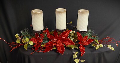 Triple Candle Centerpiece with Gold Accents