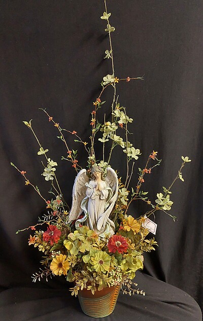AF Fall Praying Angel, Silk Flower Design 3