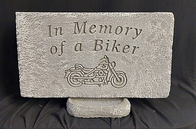 Weathered Cement In Memory Of A Biker