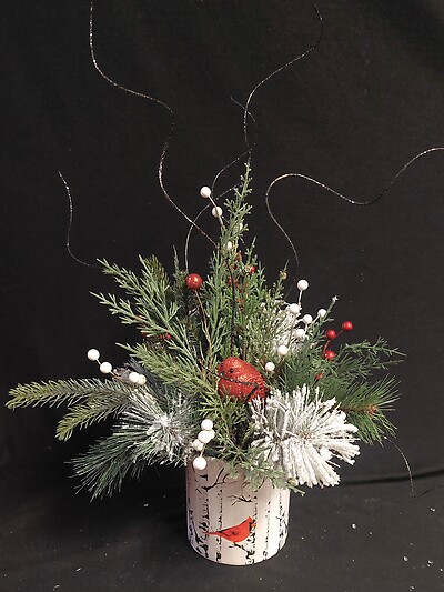 AF Winter Cardinal Silk Glitz Bouquet