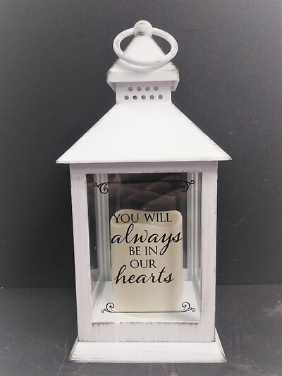 AF Small White Wash Lantern, Always In Our Hearts