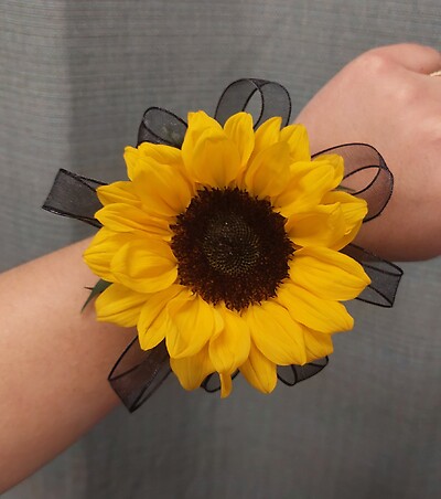 AF Large Sunflower Wrist Corsage (You can change your ribbon color)