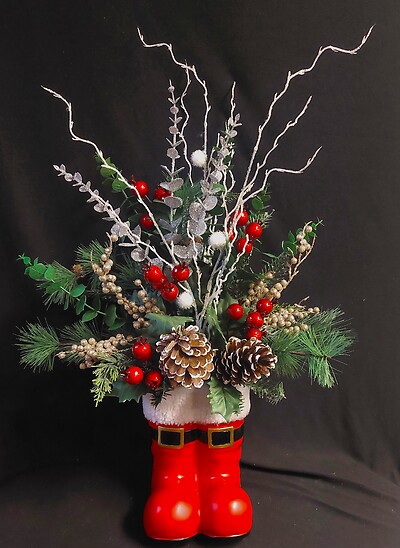 AF Red Santa Boots, Silk Arrangement 2