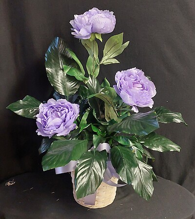AF Peace lily with Purple Silks