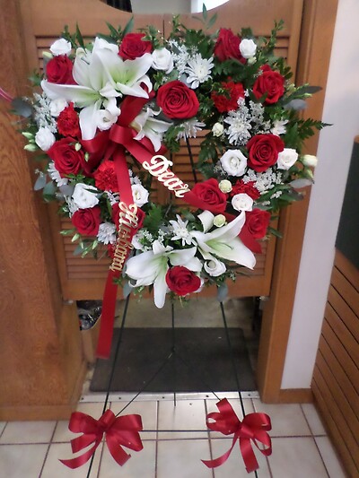 AF Heart Wreath with Red Roses