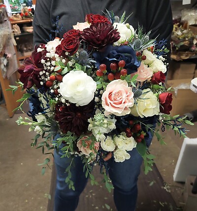 AF Navy, Blush and White Bridal Bouquet