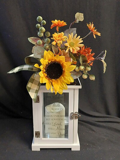 AF Those we Love Lantern with Fall Silk Swag Design 1