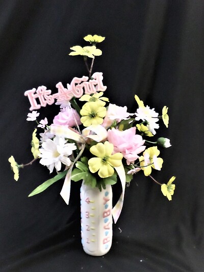 Baby Girl Bottle-Keepsake Flowers