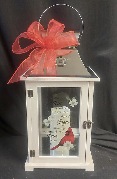 AF Large White Cardinal Lantern, Signs from Heaven