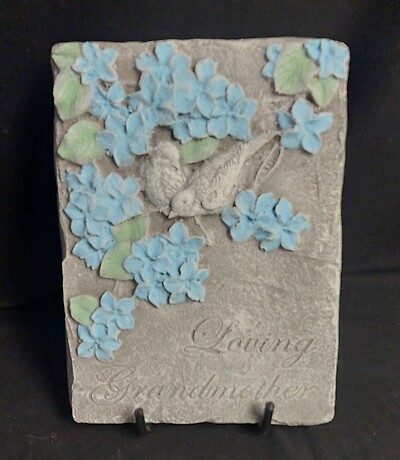 AF Small Weathered Cement Stone, Loving Grandmother in Blue