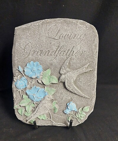 AF Small Weathered Cement Stone, Loving Grandfather in Blue