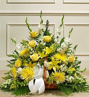 Yellow and White Fireside Basket