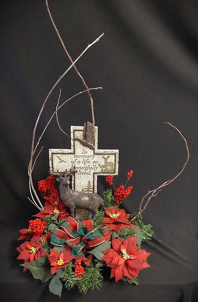 AF Winter Deer Statue Silk Design 3