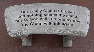 Weathered Cement Memorial Bench 7-Our family chain
