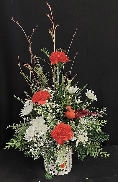 AF Snowy Cardinal Arrangement