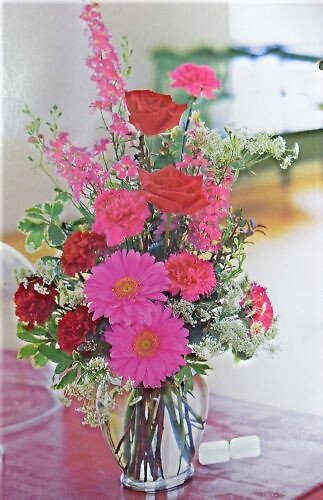 Gerbera Daisy and Rose Vase