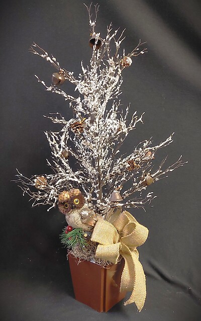 Winter Woods Silk Owl Arrangement