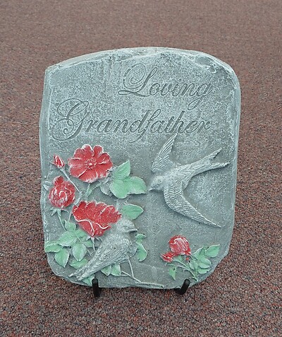Weathered Cement Stone Loving Grandfather-Red
