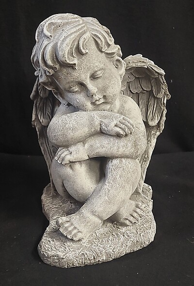 Weathered Cement Sitting Angel 2