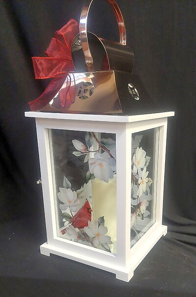 AF Larger White Cardinal Lantern, A Gentle Reminder