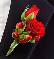 AF Double Red Sweetheart Rose with Berries