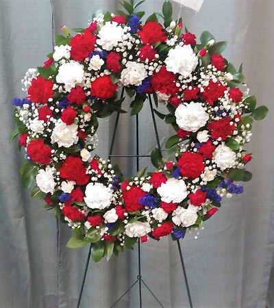 AF Red, White and Blue Wreath-Fresh Flowers