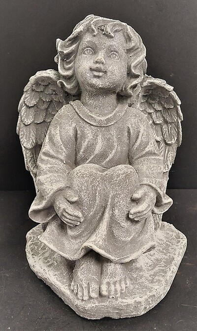 Weathered Cement Sitting Angel 1