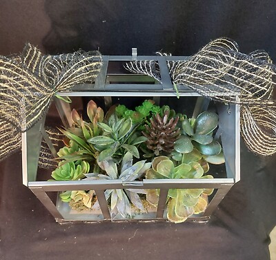 AF Silk Succulent In Geometric Container