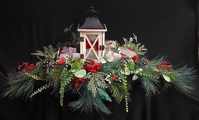 AF Ornament Filled Lantern in Peppermint Theme Silk Bouquet 2
