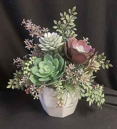 AF White Ceramic with Silk Succulents