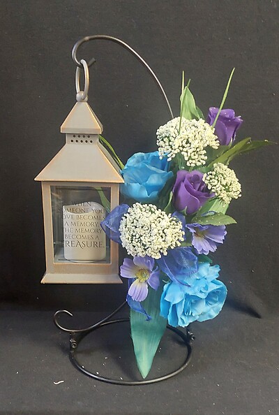 AF Small Gray and Bronze Lantern, Memory Becomes a Treasure Silk Easel Display 9