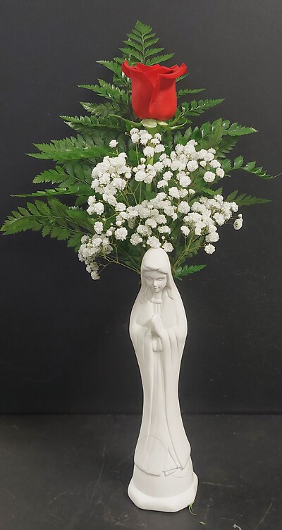 Mother Mary Red Rose Vase
