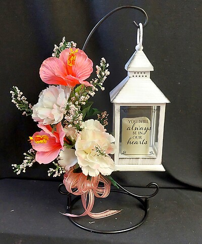 AF Small Whitewash Lantern, You Will Always Be In Our Hearts Silk Easel 10