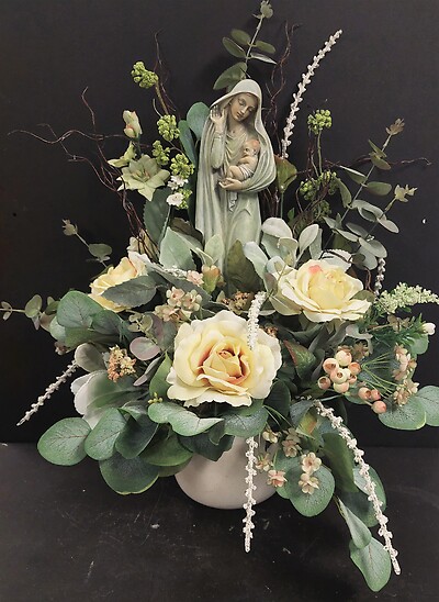 AF Madonna with Baby, Silk Flower Design 2